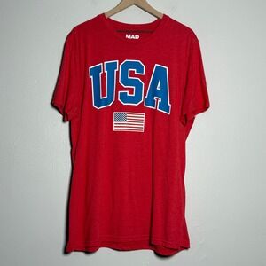 Mad Engine Unisex USA T-Shirt 2XL Red White Blue America‎ 4th of July Flag
